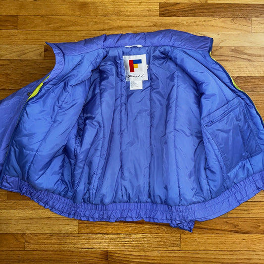 Vintage Forte Puffer Jacket Snow Ski Purple 80s Mock Collar Woman's Sz 10