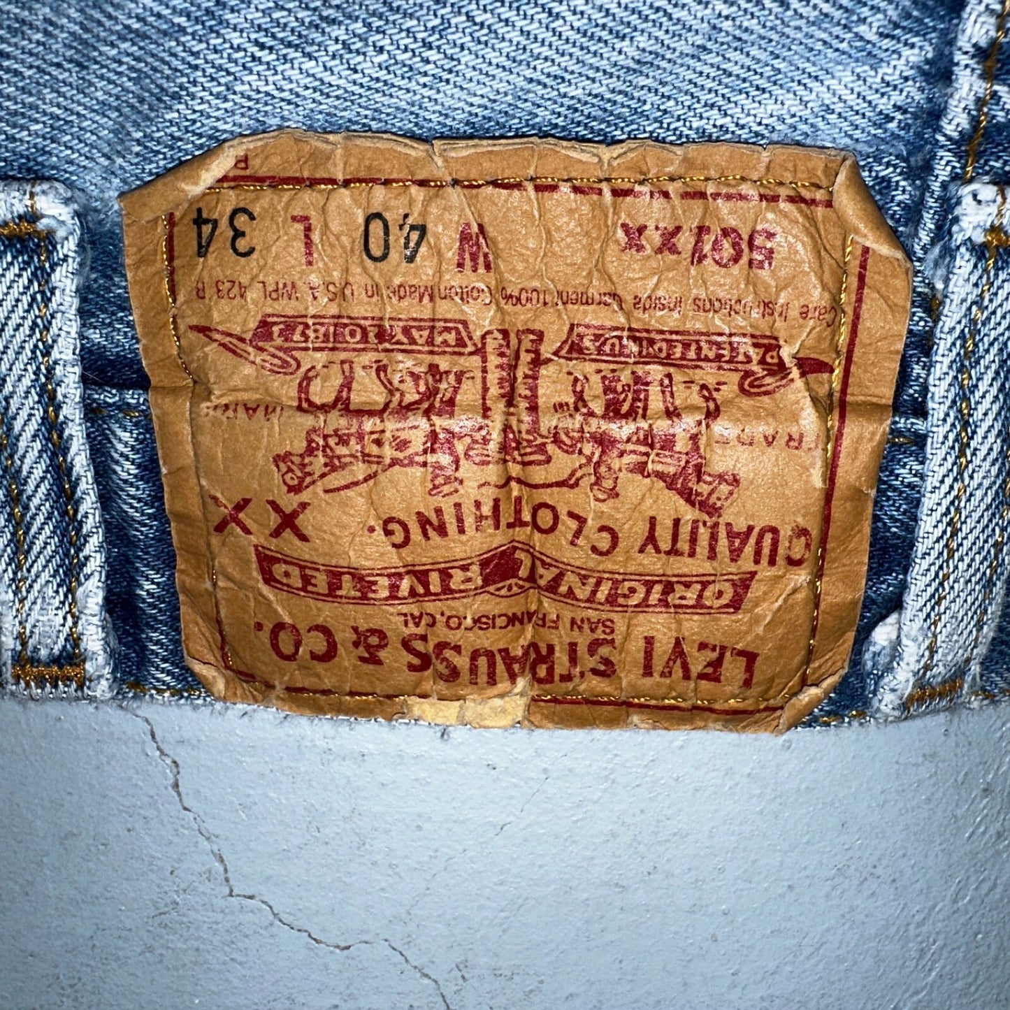 Levis 501 Vintage 90s USA XX Straight Leg Jeans Blue Light Wash 40x32 Act 35x29