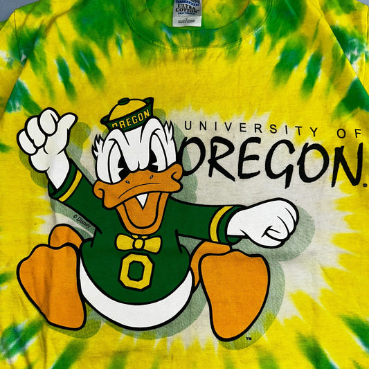Vintage University of Oregon Tie Dye Size S Unisex Disney Donald Duck T Shirt
