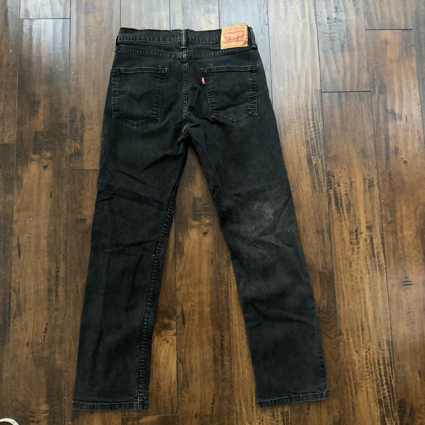 Levis 514 Straight Leg Jeans Men's 33x32 Mid Rise Slim Denim Black 30x29 Vtg