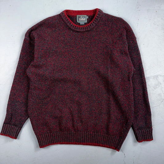 Woolrich Vintage Sweater Men’s XL Red Wool Blend Rag Sweater Chunky Collar 80s