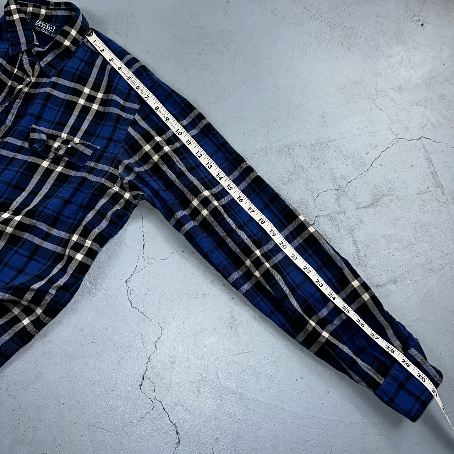 Polo Ralph Lauren VTG Oxford Shirt Plaid Stripe Button Down Up 90s Mens M Blue