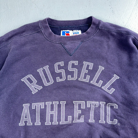 Russell Athletic USA Sweatshirt Crewneck Purple Navy 80s 90s Jumper Warm Up V