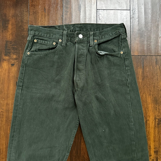 VTG 90s Levis 501 Button Fly 33x34 USA Tag Jeans Straight Green XX Act 30x33