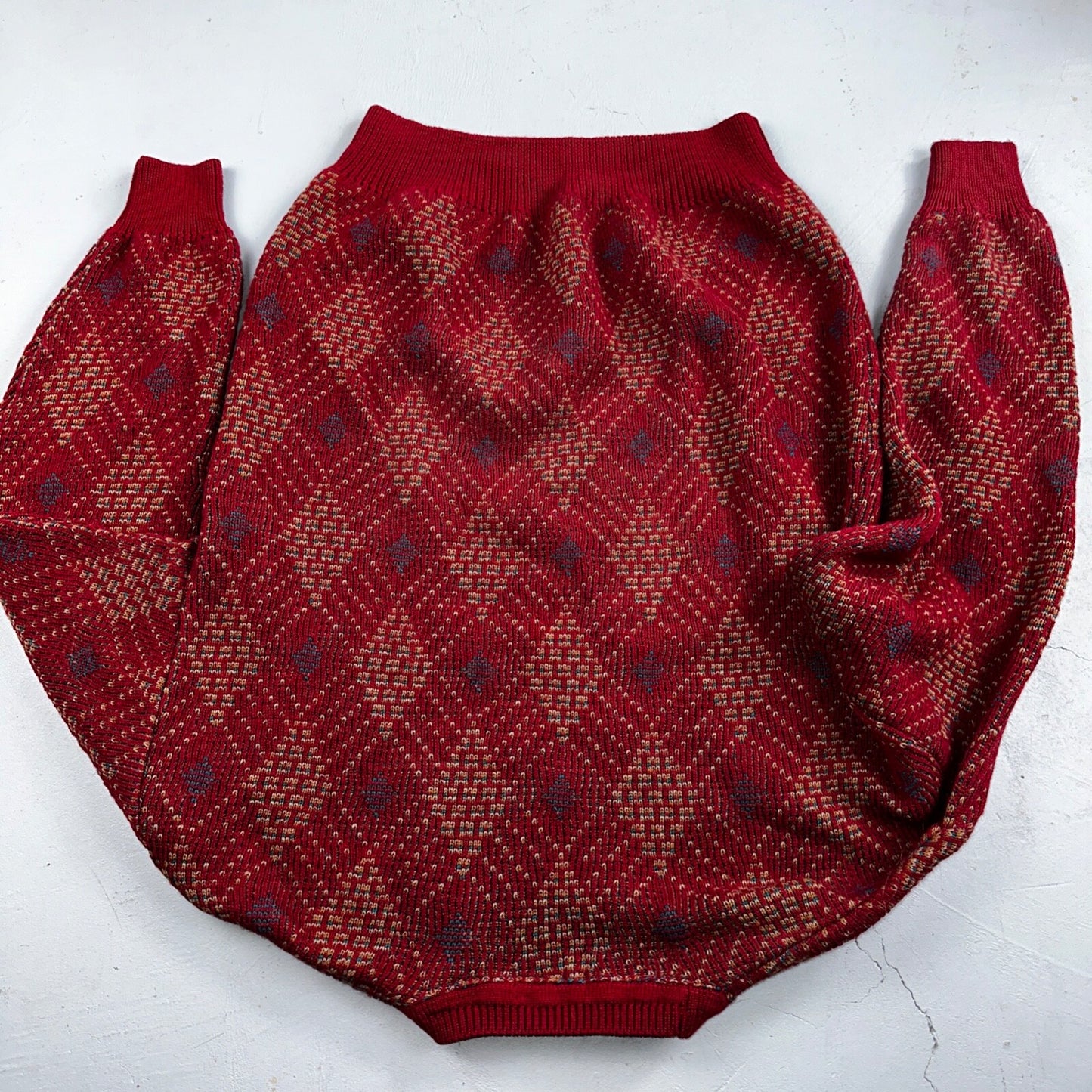 Pendleton VTG 100% Wool Sweater Mens L Argyle Red Oregon USA Preppy Christmas