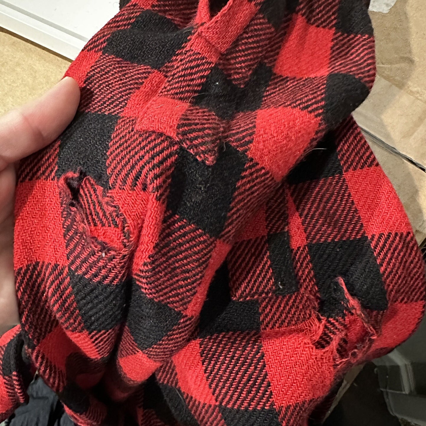 1950's vtg Buffalo Plaid Flannel L/S Jac Over Shirt Med Red Black 50s 60s Worn