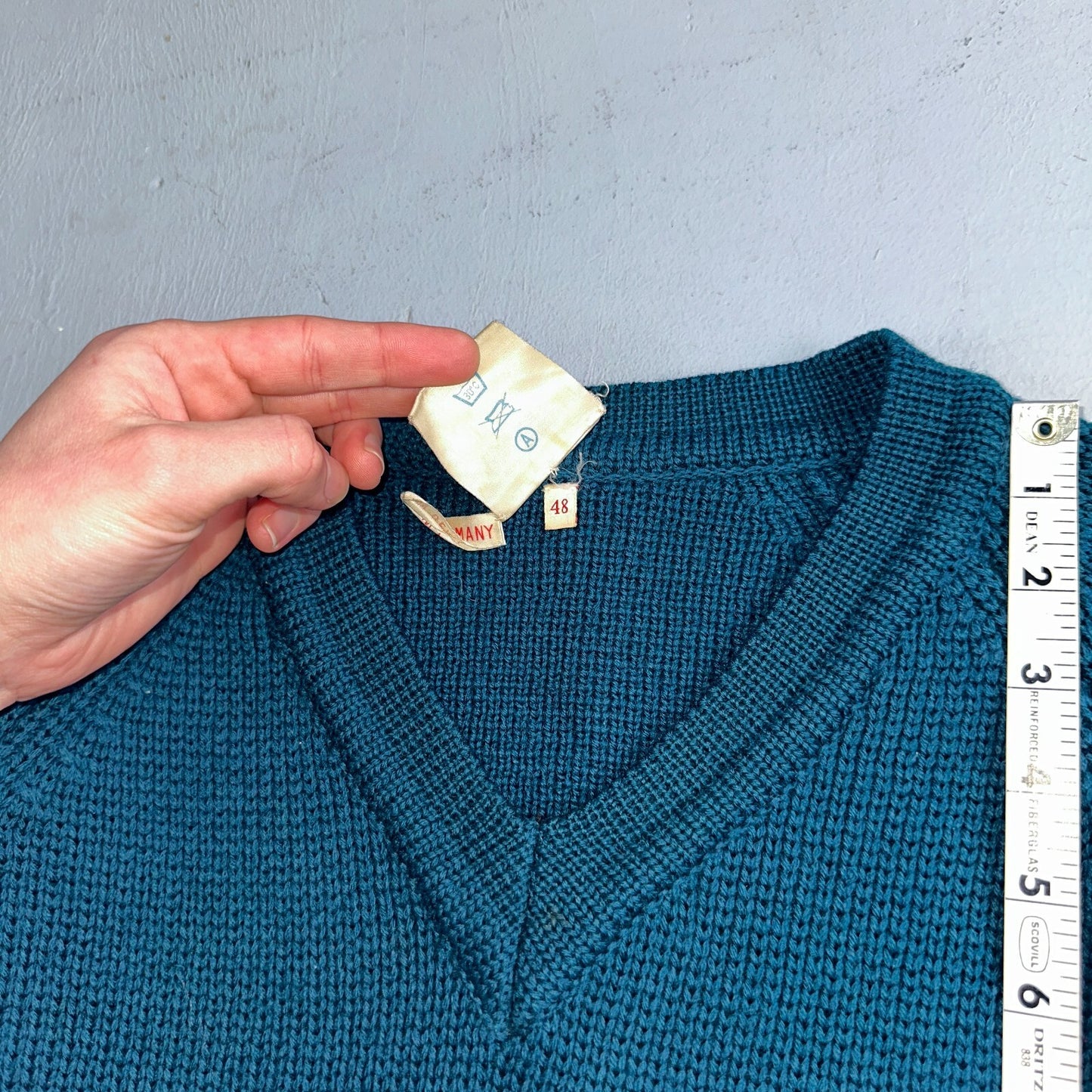 Western Germany VTG Wachter Rosenheim 100% Wool Knit Sweater Rockabilly 60s 70s