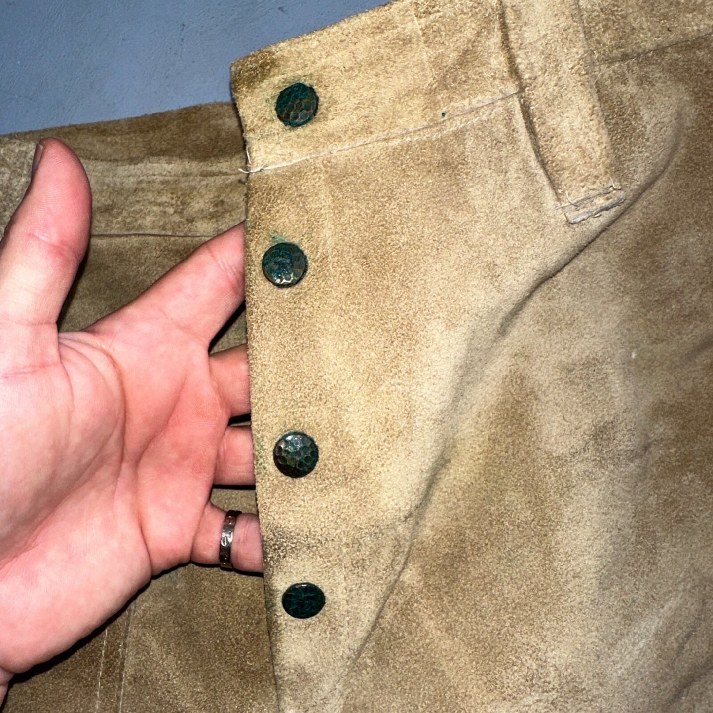 Vintage 1960s Leather Pants 28 Wide Leg Brown Rockabilly 60s Cowboy Suede 27x30