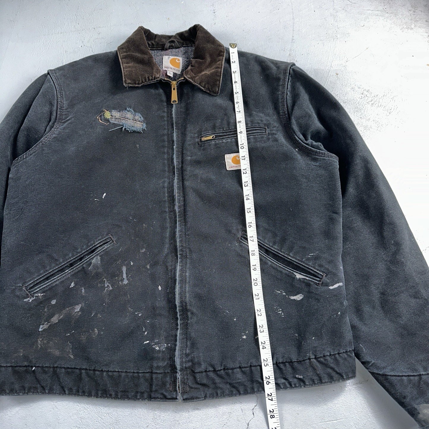 Carhartt VTG Jacket Mens L Tall Black Detroit J001 Blanket Lined USA J97 BLK