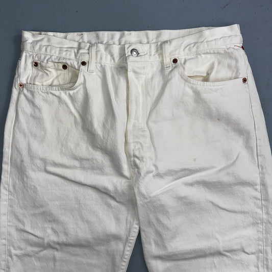 Levis 501 Vintage 80s USA XX Straight Leg Jeans White Light Wash 38x32 Act 35x31