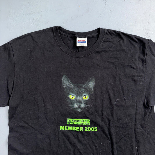 Black Cat 2005 VTG T Shirt Mask Movie Humane Society Animals Cute Love Hans