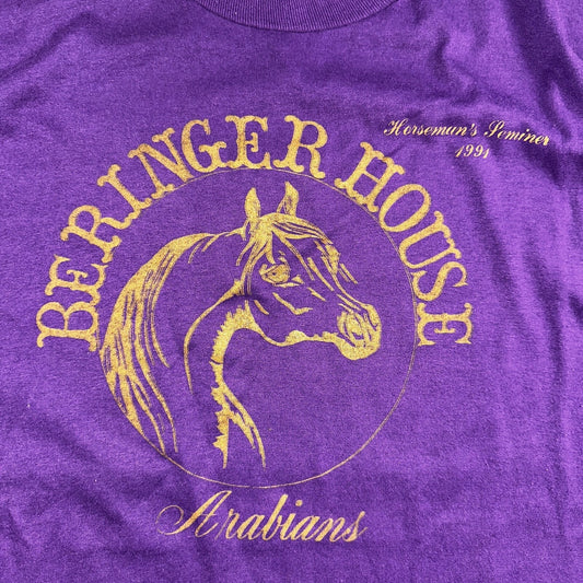 Hores Beringer VTG T Shirt Arabians 1991 90s Purple Animals Trophy Graphic XL