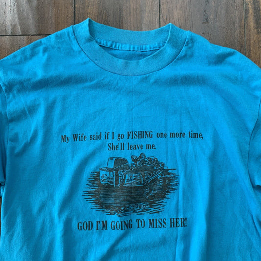 Funny Fishing Vintage T Shirt 80s 90s Long Sleeve Miss My Wife Hunting Humor
