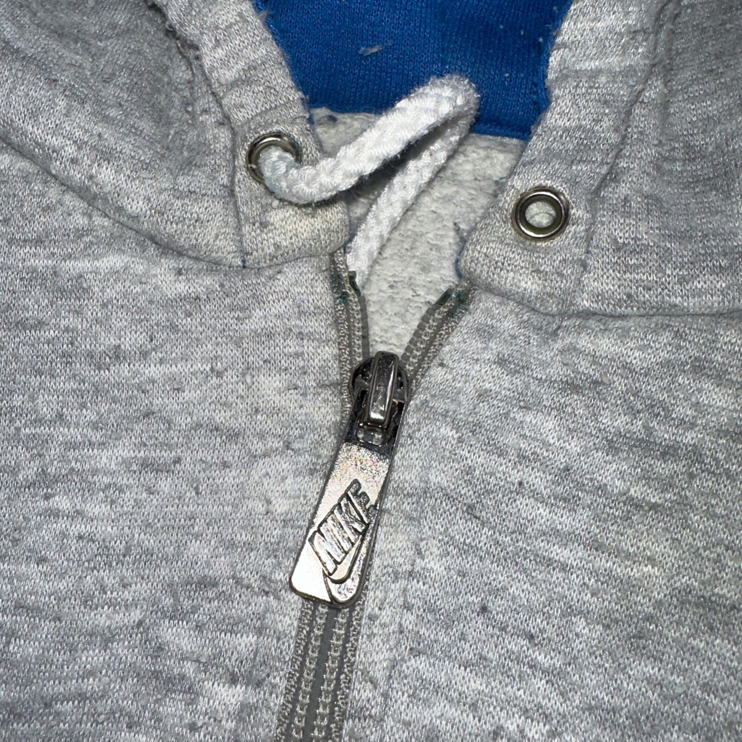 Nike Vintage 80s Colorblock Gray & Blue Full Zip Hoodie Blue Label Cut Tag