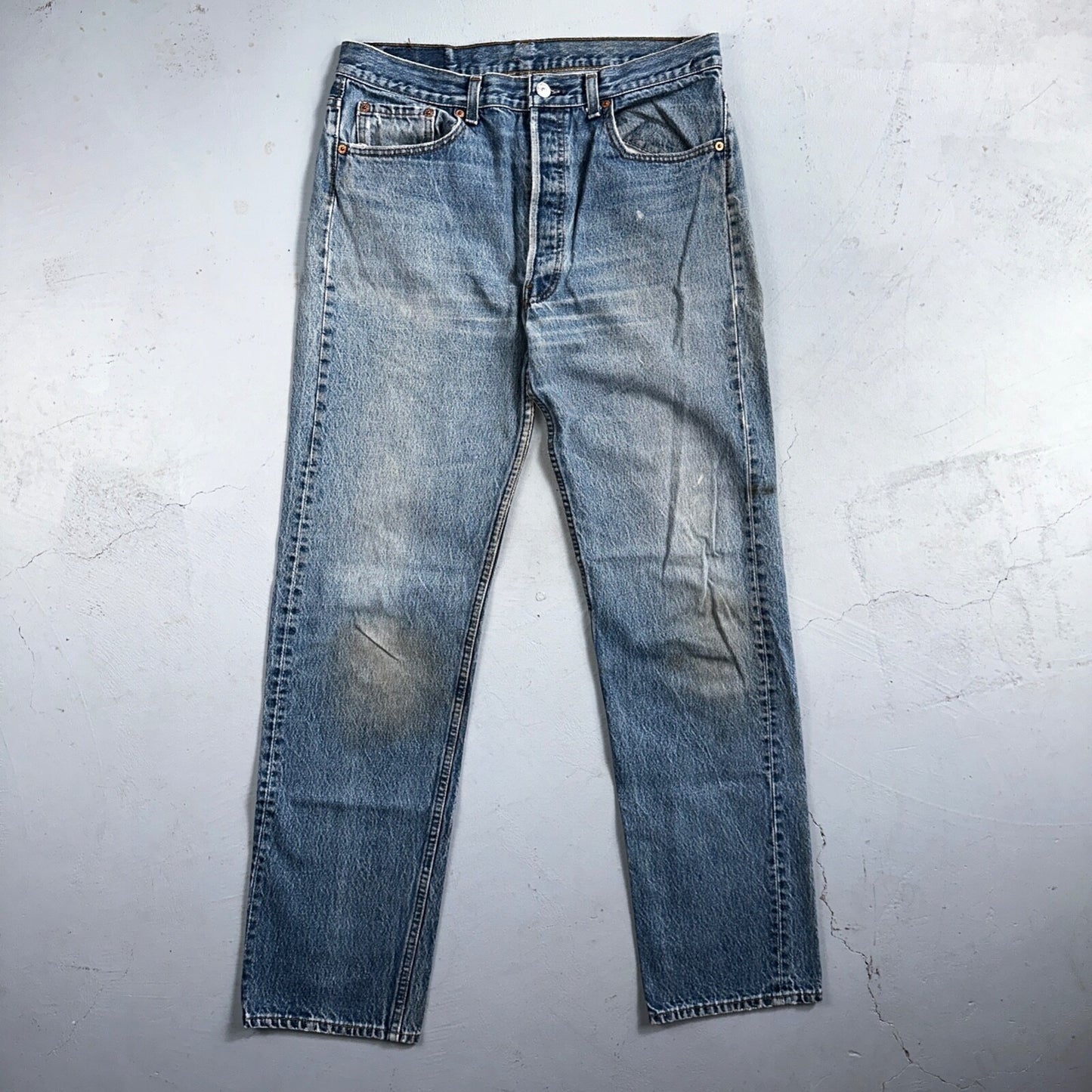 Levis 501 Vintage 90s USA XX Straight Leg Jeans 35x36 Blue Light Wash Act 32x32