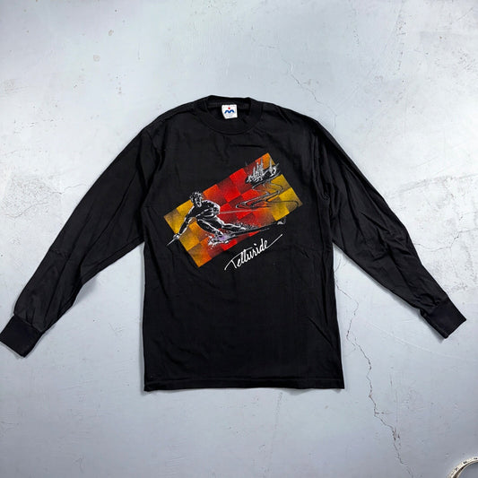 Telluride Colorado Skiing VTG T Shirt Snow Board 1980s 80s Black Single Stitch