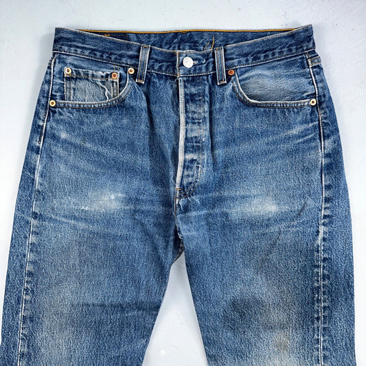 Levis 501 Vintage 90s USA XX Straight Leg Jeans Blue Med Wash 34x34 Act 31x30