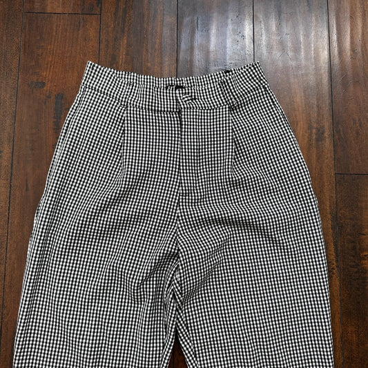 Zara Trf Collection Womens Plaid Checker BLACK White Dress Pants Sz S