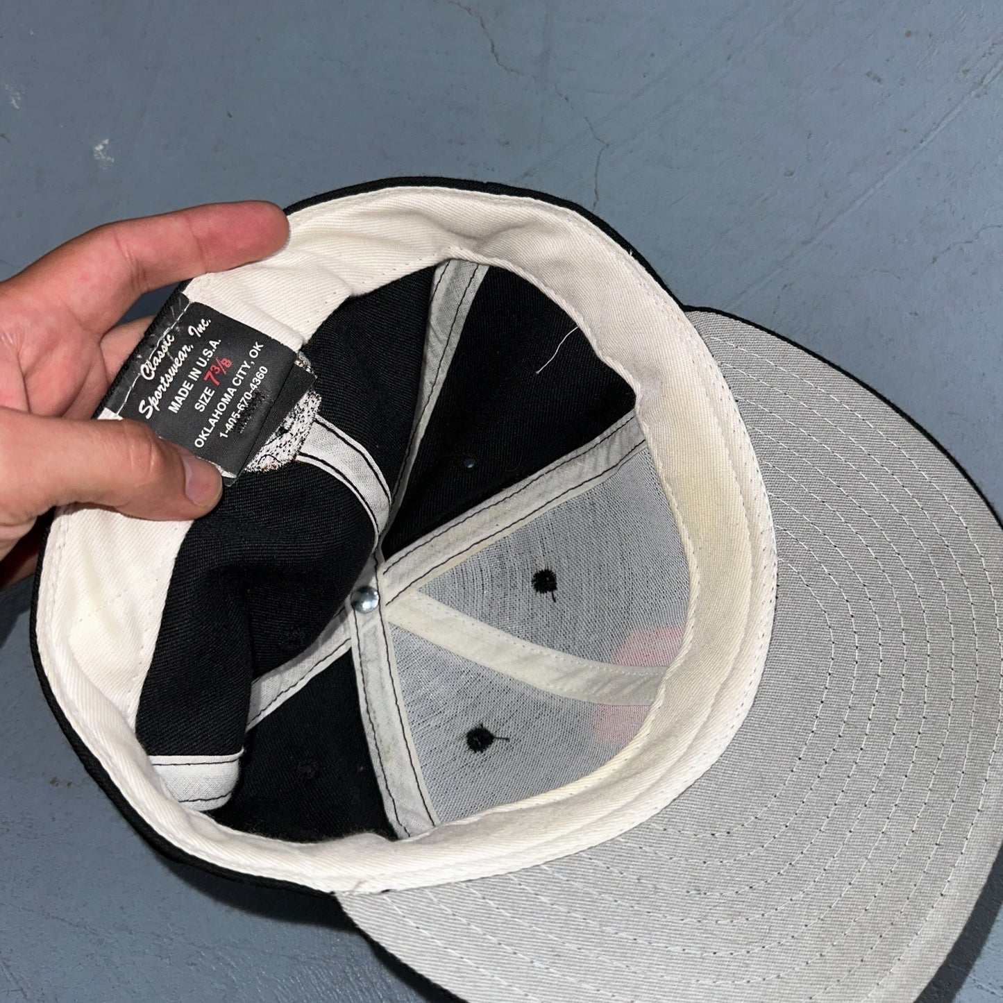 VTG Oregon State Beavers Hat Black Orange Fitted 7 3/8 USA Made OSU Classic Cap