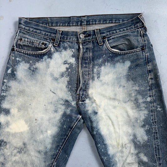 Levis 501 Vintage 80s Redline Selvedge USA XX Jeans Light Wash Stained Act 34x33
