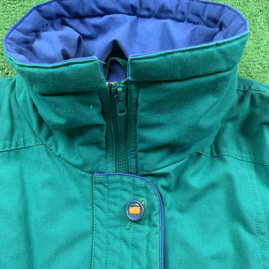 Vintage 1980's Andy Johns Multicolored Windbreaker Puffer Jacket L Blue Teal