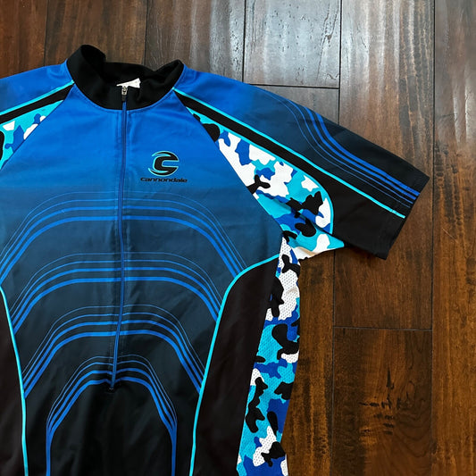 Vintage Cannondale Men’s Cycling Jersey Top 1/2 Zip Short Sleeve Size XL Blue 90
