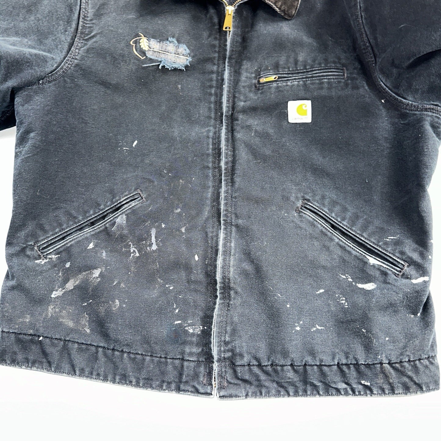 Carhartt VTG Jacket Mens L Tall Black Detroit J001 Blanket Lined USA J97 BLK