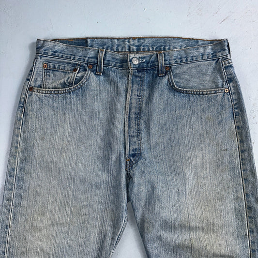 Levis 501 Vintage 90s USA XX Straight Leg Jeans Blue Light Wash 38x32 Act 36x32