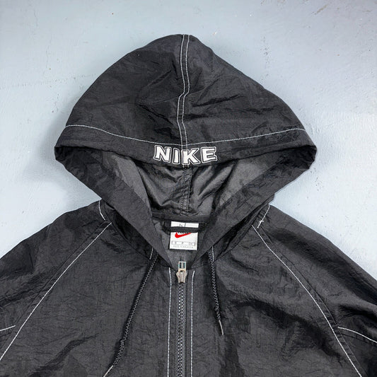 Nike 90s Vintage Track Jacket Mens Small Basketball Jordan Big Spell Out Nylon