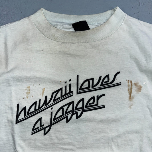 Hawaii Loves A Jogger 1970s VTG T Shirt 70s Rockabilly Rare Text Graphic Running