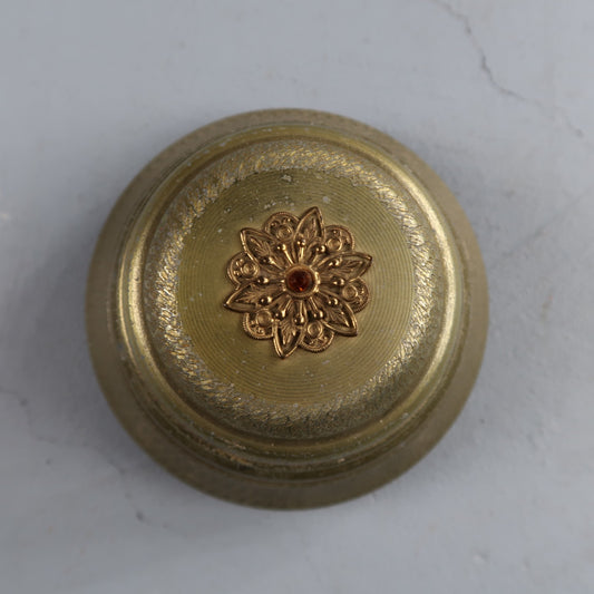 Old Antique Powder Box Pewter/bronze Tone Romantic Girl Plays Music VTG Art