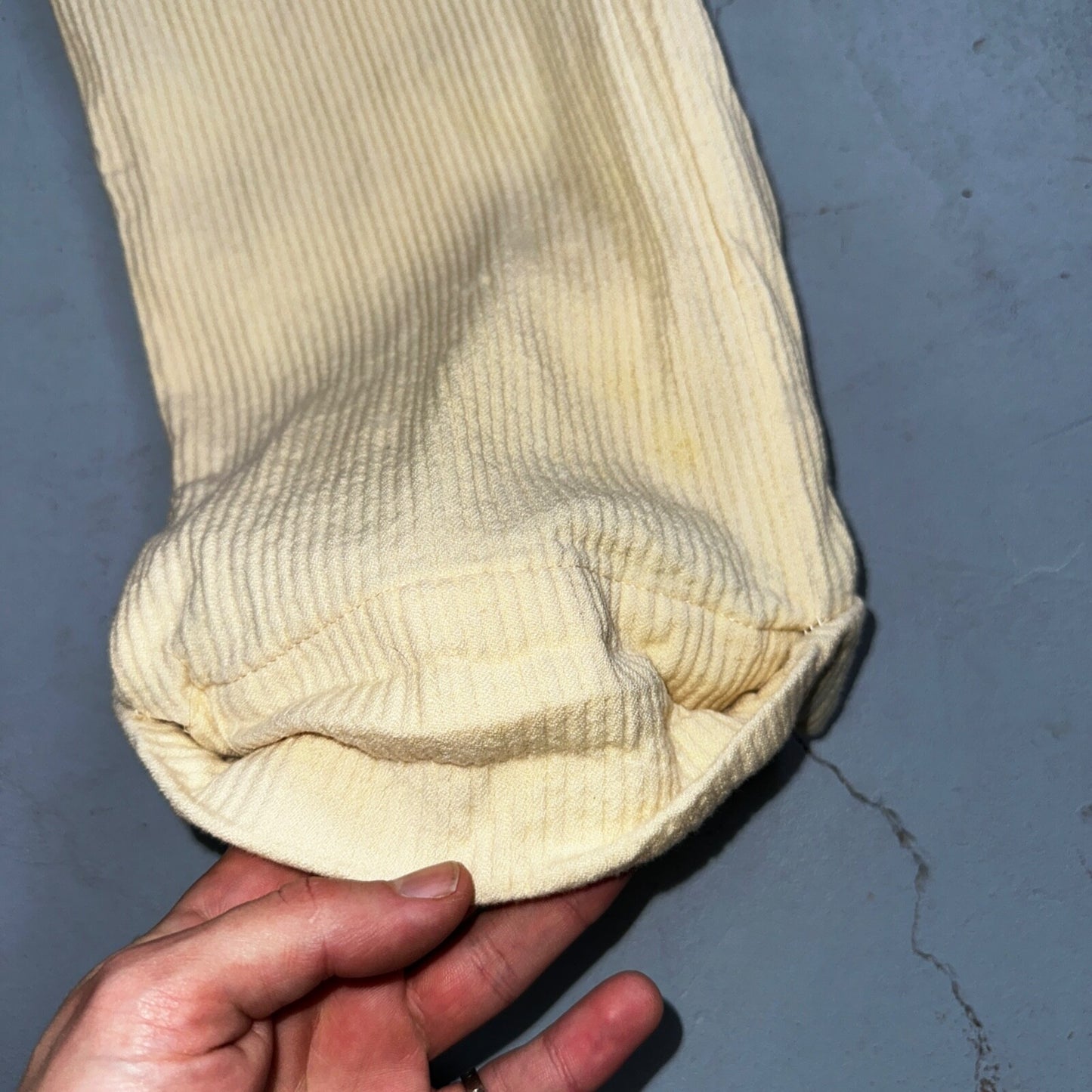 1930s 1940s Pants Mens 27 Yellow Corduroy Chino Straight Pockets Palm Beach Suit