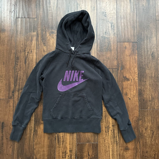 Nike Boys Sweater L Black Hoodie Logo Swoosh Pockets Pockets Long Sleeve Skate