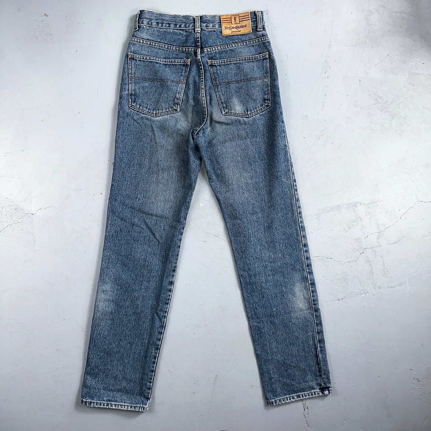 Vintage YSL Yves Saint Laurent Blue Denim Jeans Size 26x31 90s Womens Straight