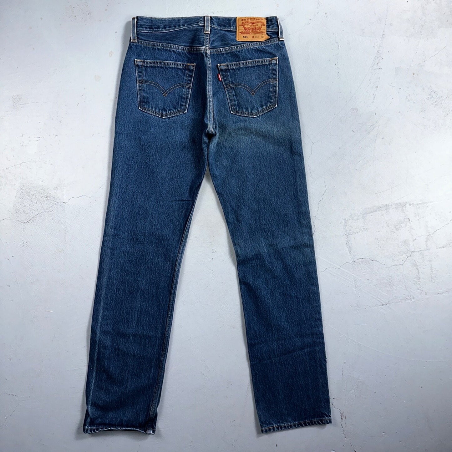 Levis 501 Vintage 90s XX Straight Leg Mexico Jeans 31x36 Dark Wash Act 29x32