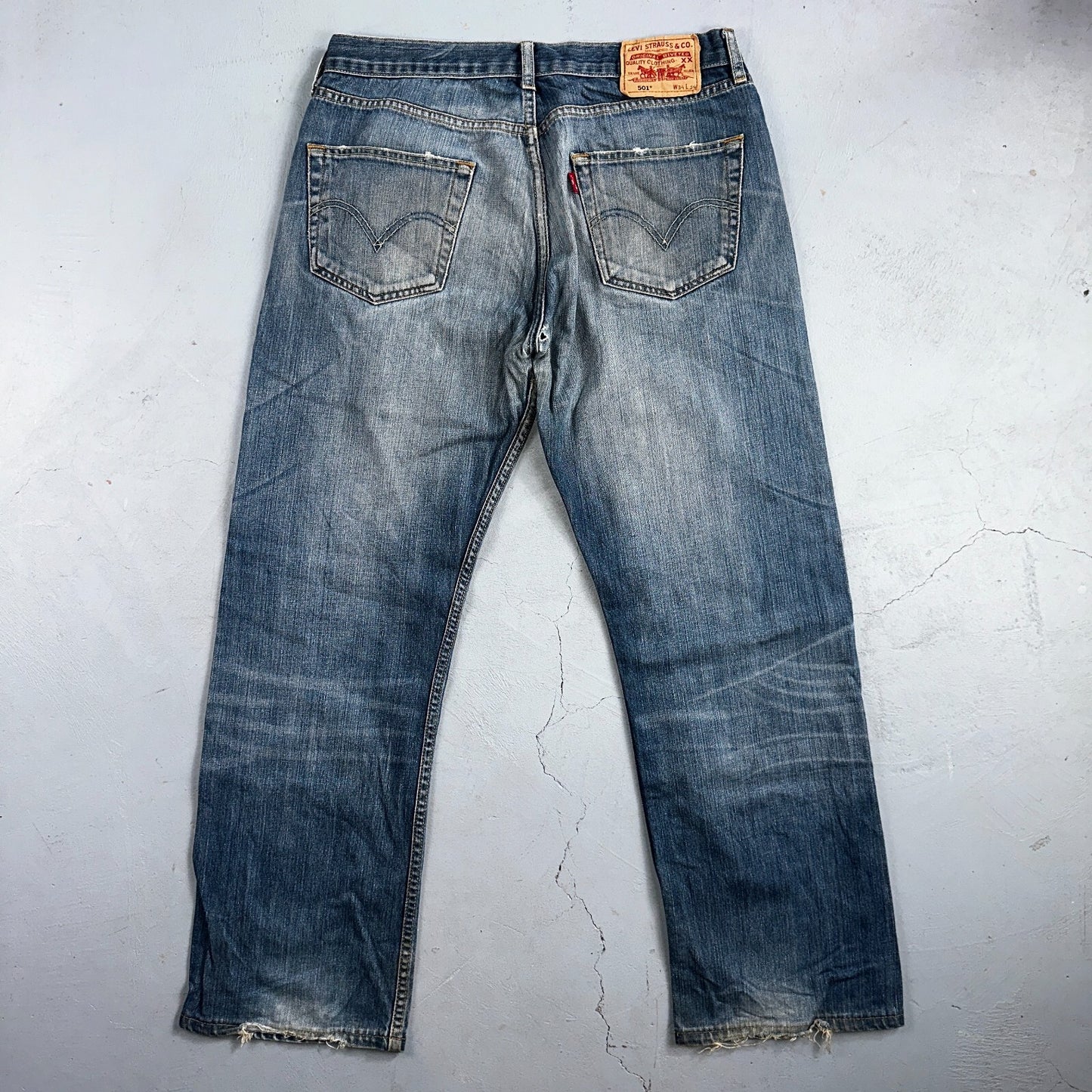 Levis 501 Vintage Y2K XX Straight Leg Jeans Blue Med Wash 34x34 Act 32x29