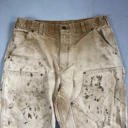 Carhartt VTG Double Knee Carpenter Pants USA B01 Brown Thrashed 34x34 Act 32x32
