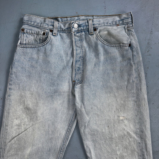 Levis 501 Vintage 90s USA XX Straight Leg Jeans Blue Light Wash 34x38 Act 30x33