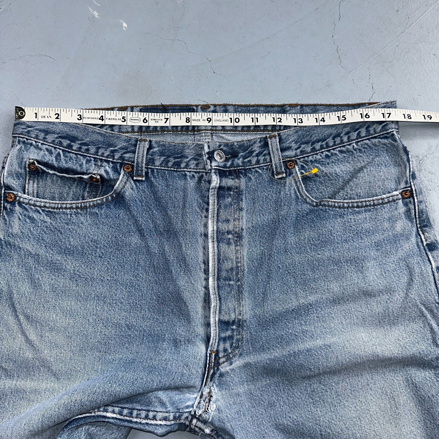 Levis 501 Vintage 90s USA XX Straight Leg Jeans Blue Light Wash 40x32 Act 35x29