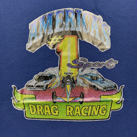 Drag Racing Vintage T Shirt 70s Iron On Gay Pride LGBTQ Sports Racing Sparkle