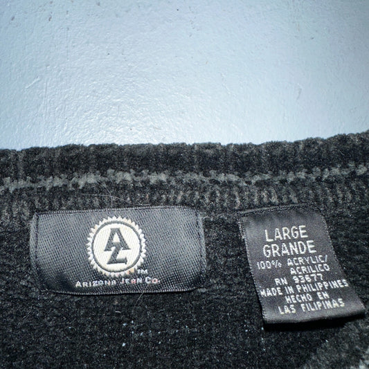 VTG Arizona Sweater Mens L Black Fleece Knit Pullover 2000s Streetwear Y2K Red