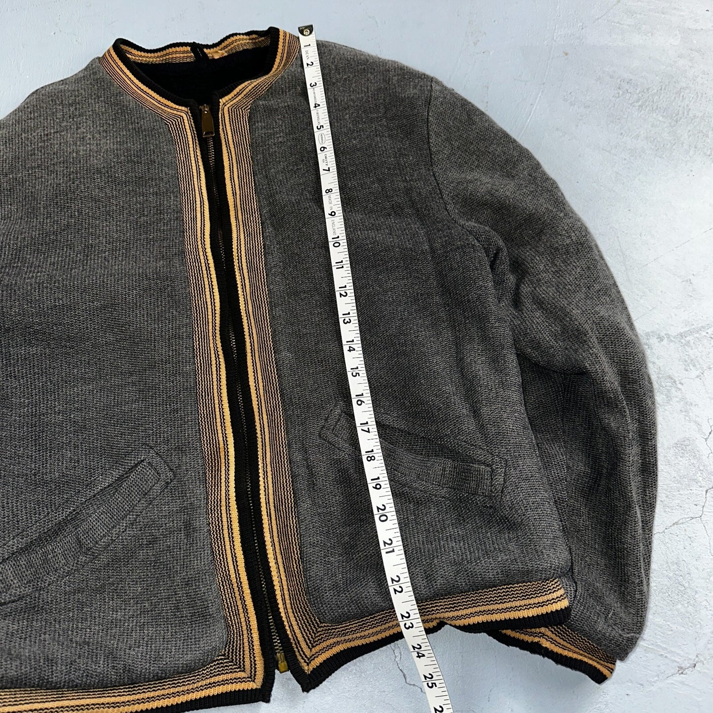 VTG 40s Wool Lined Men Zipper Jacket Sweater Salt Pepper Gray 1940s Rockabilly