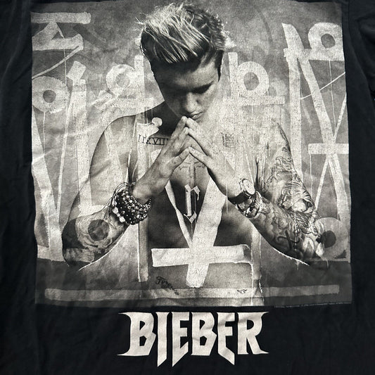 Justin Bieber Purpose Tour Vintage Style T Shirt Black Small Y2K Pop Music Band