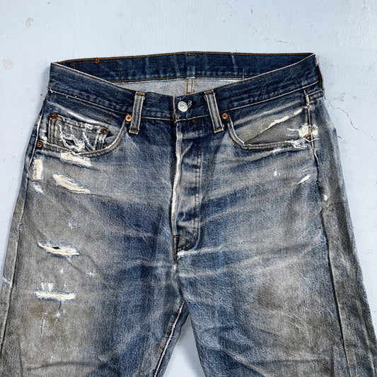 Levis 501 Vintage 80s Redline Selvedge USA XX Jeans Light Wash 34x34 Act 31x30