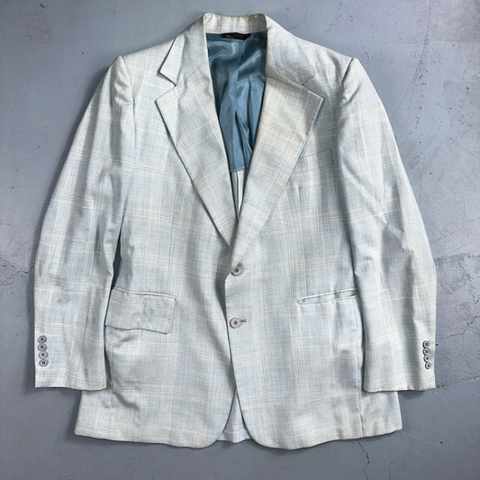 VTG Mens 3 PC Suit 44 Jacket Coat Pants Vest Plaid Rockabilly 70s Stained