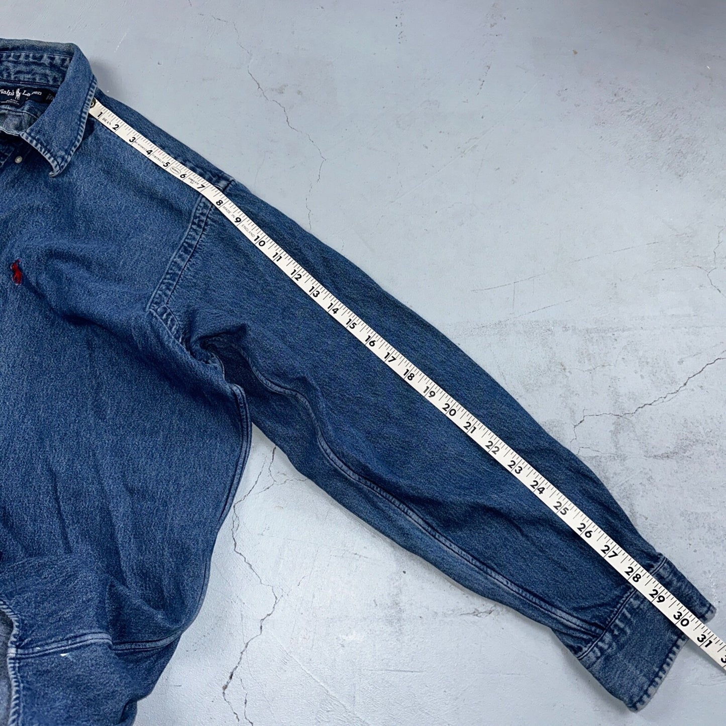Polo Ralph Lauren Denim Blaire Button Front Oxford Shirt XL Vintage 90s