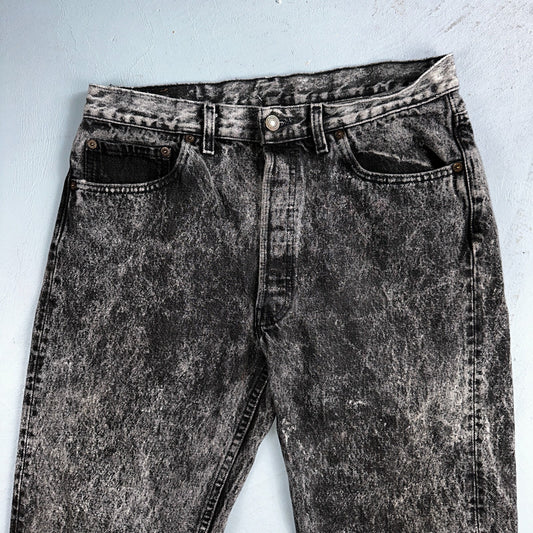 Levis 501 Vintage 80s USA XX Straight Leg Jeans Black Acid Wash 33x32 Act 31x30