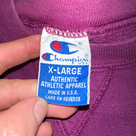 Champion Vintage XL 90s USA Purple Weave Sweatshirt Blank 80s Jumper Sweater