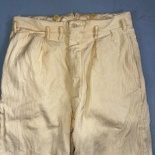 1930s 1940s Pants Mens 27 Yellow Corduroy Chino Straight Pockets Palm Beach Suit