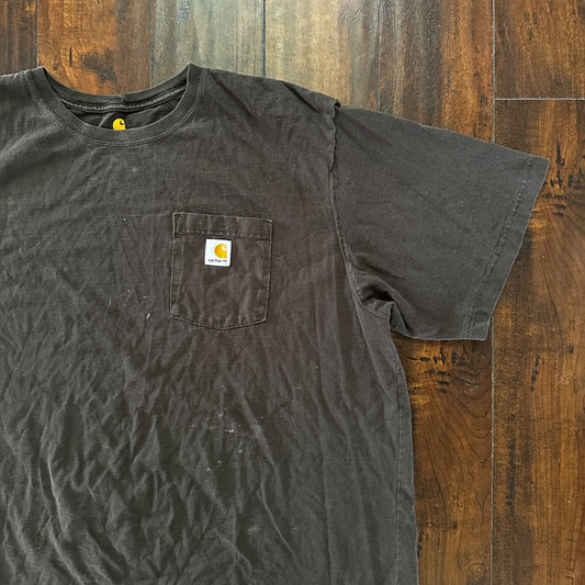 CARHARTT K87 DKB DARK BROWN SHORT SLEEVE POCKET TSHIRT MENS 2X Thrashed